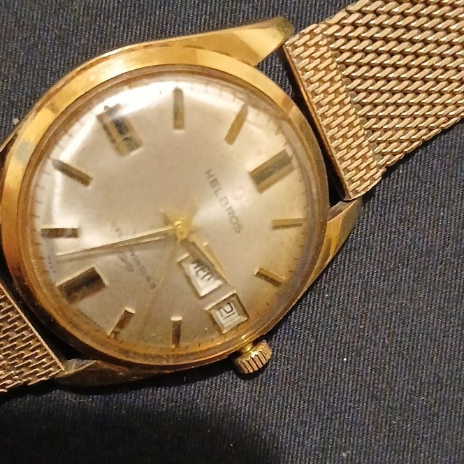 Helbros Selfwinding Men’s Auto Day/Date Gold Tone 10k GF Working Order