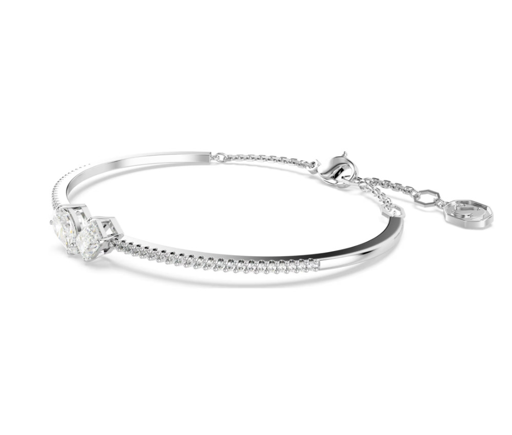 Swarovski Mesmera bangle Mixed cuts, White, Rhodium plated