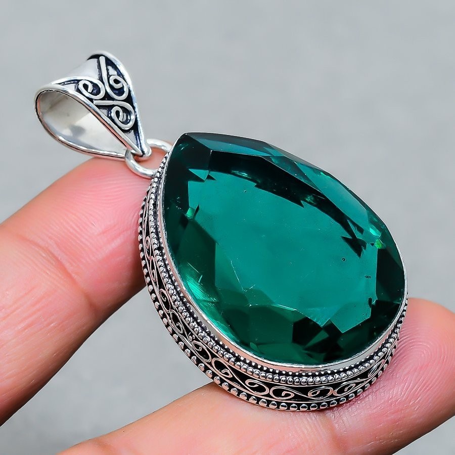 Apatite Gemstone Pendant Handmade Unique Design Pear Shape Vintage Jewelry 2.20″