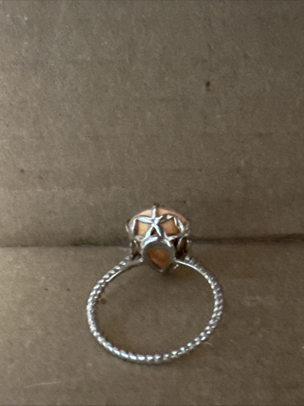 Fragrant Jewels Satin Sterling Silver 925 – Peach Teardrop Flower Setting Sz 7