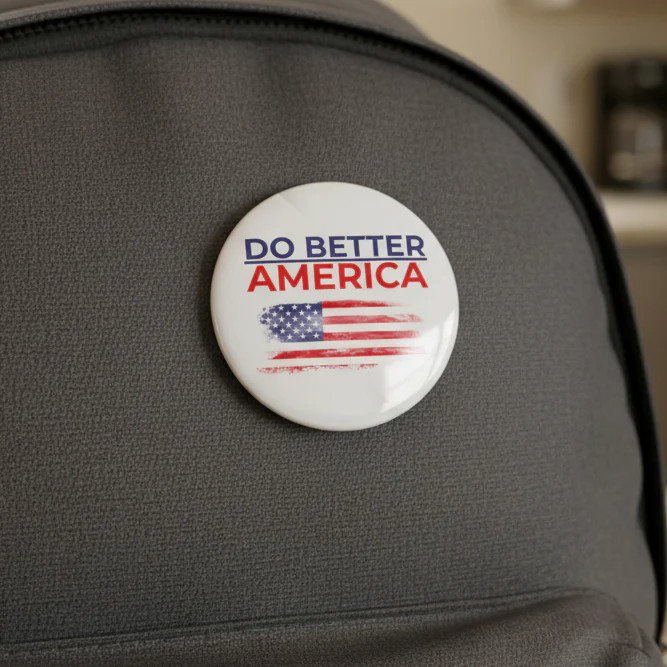 Patriotic USA Pinback Button Do Better America Political Humor Gift