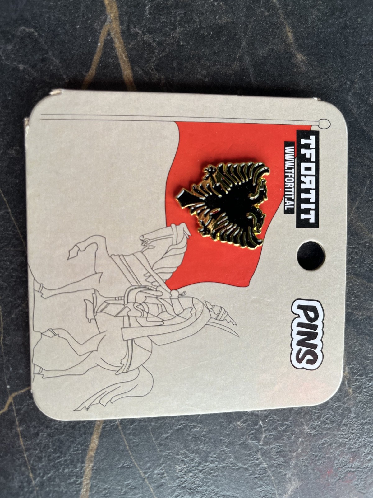 Albanian Eagle Enamel Pin – Black Double Headed Eagle Lapel Pin