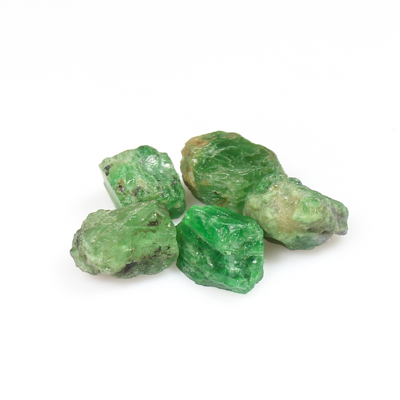 Natural Green Tsavorite Rough Lot 38.00 Carats 7 to 13 mm From Kenya