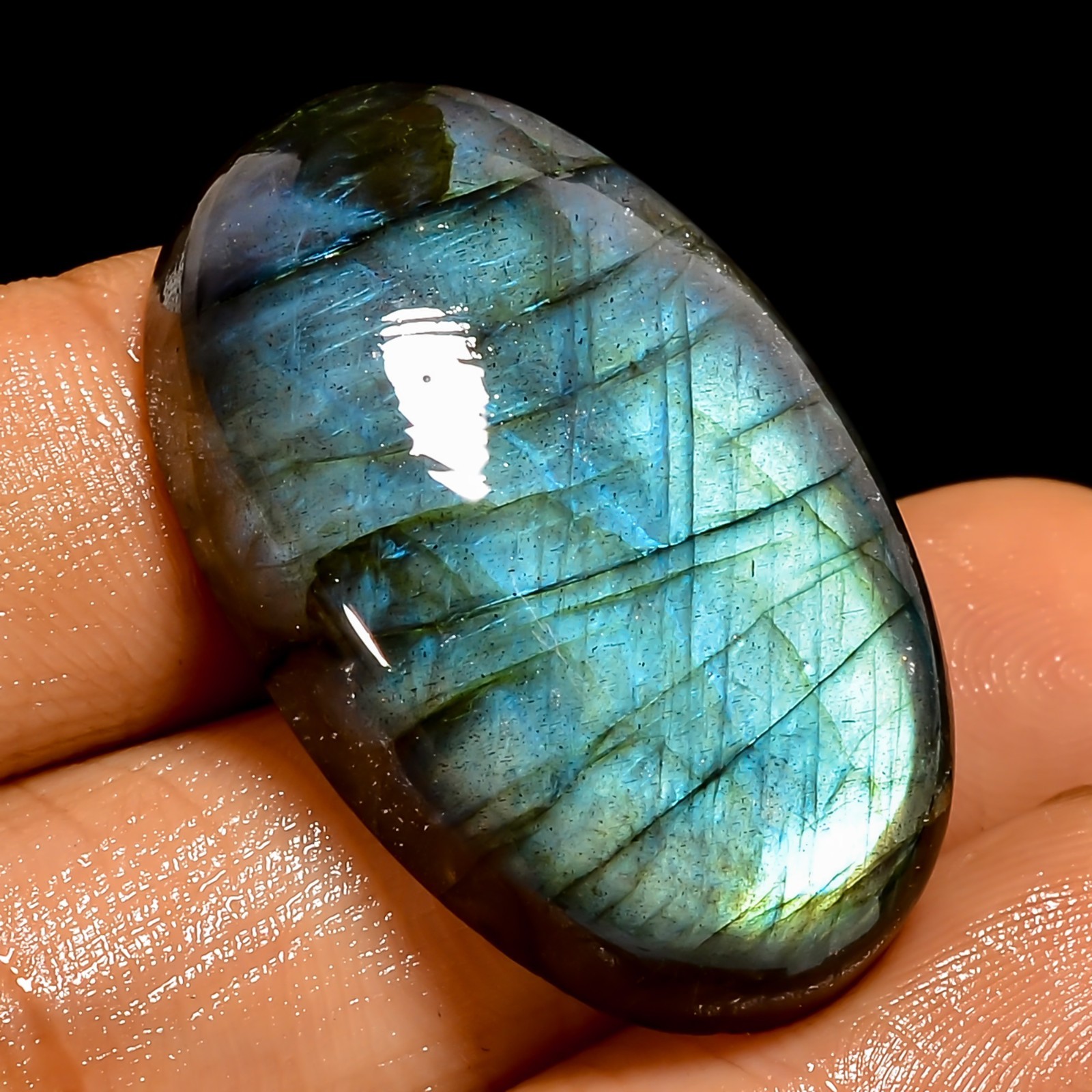 49 Ct Natural Labradorite Flashy Oval Shape Cabochon Loose Gemstone 32X20X8 mm