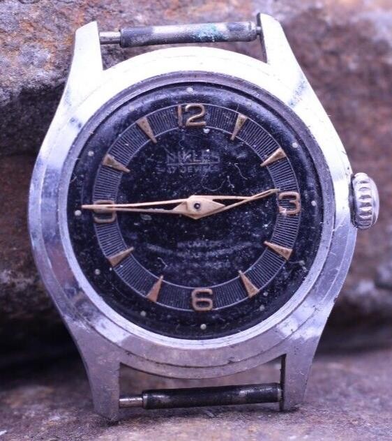 NIKLES 17j MEN’S WRIST WATCH GK-55914 CAL. JC256 32.1mm CASE FOR REPAIR (EX)