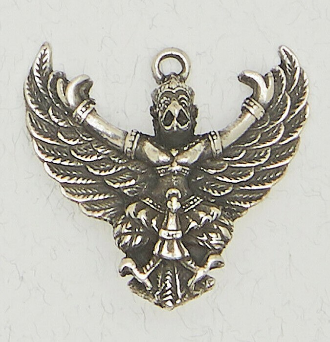Garuda Winged Messenger of God-Pewter Ancient Hindu Religion Silver Pendant