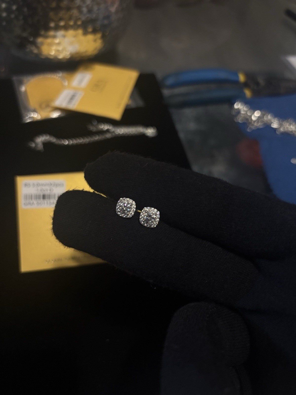 Moissanite Stud Earrings Round 1.0ct Total GRA Certified Silver Butterfly