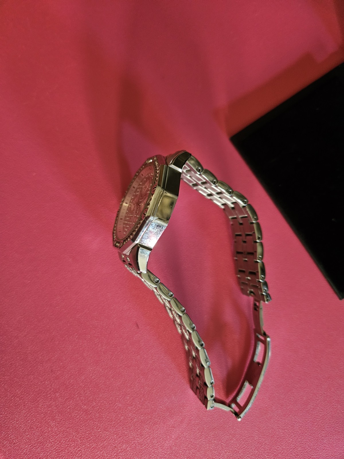 Bulova Crystal Quartz Day/Date 41mm Silver Dial SS Bracelet Watch w/ Box