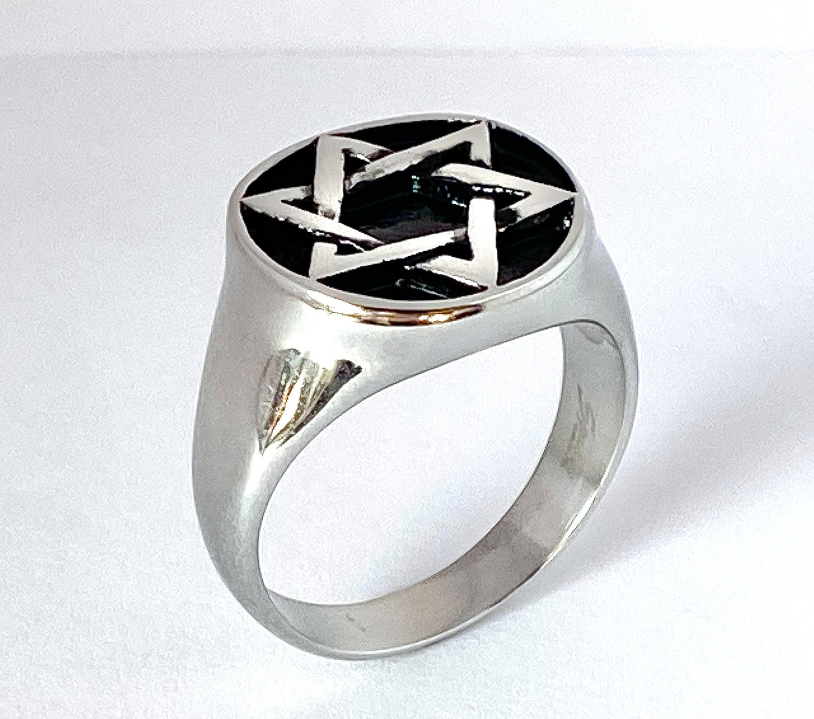 Stainless Steel Star of David Medallion Cast Ring Band Size 9-14 (FL292)