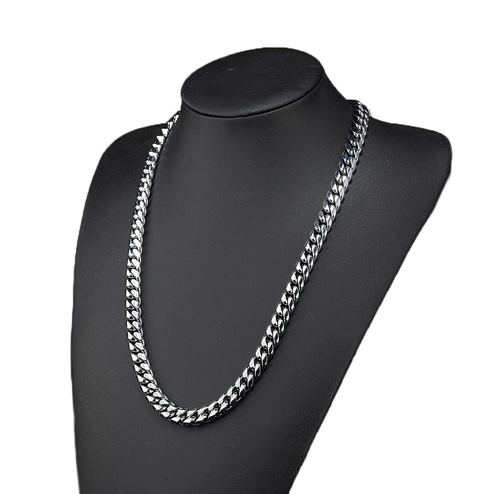 6-22mm Hip Hop Stainless Steel Miami Cuban Link Chain Necklace Silver Color
