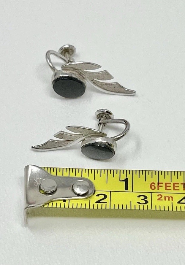 Vintage Van Dell Sterling & Black Stone Choker Necklace & Matching Earrings Read