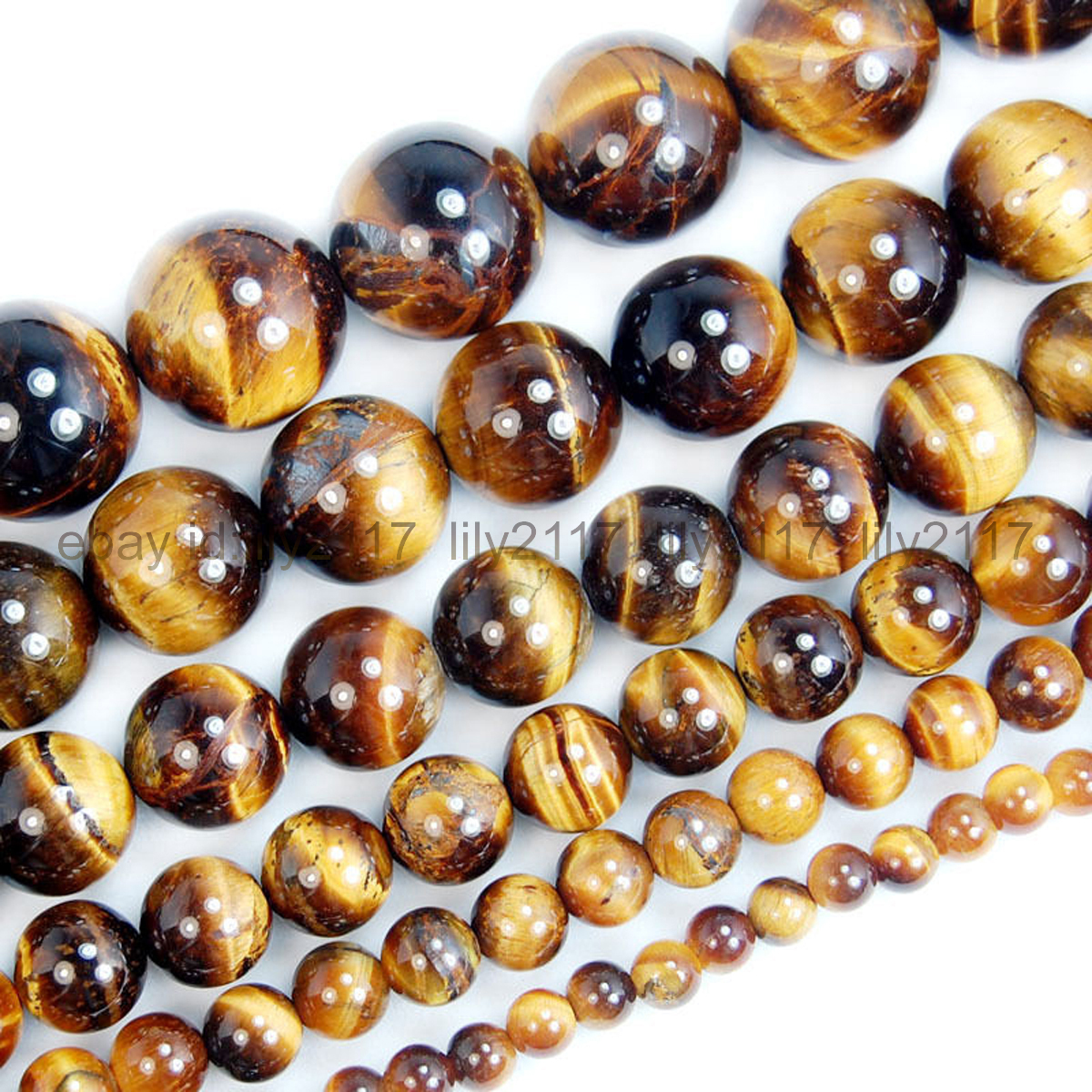 Natural Yellow Tiger’s Eye Gemstones Loose Beads 15″ 4mm 6mm 8mm 10mm 12mm 14mm