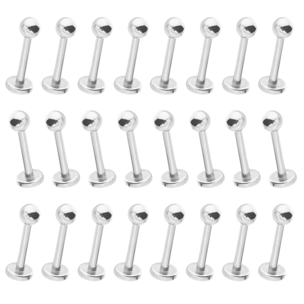 BodyJewelryOnline Labret Monroe Piercing Barbells – 316L 14g and 16g 24 Pack