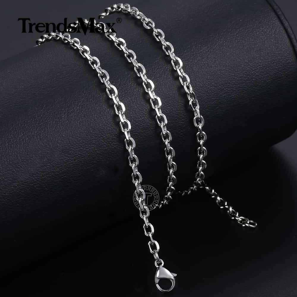 3-9mm 18-24″ Stainless Steel Mens Silver Diamond Cut Rolo Cable Chain Necklace