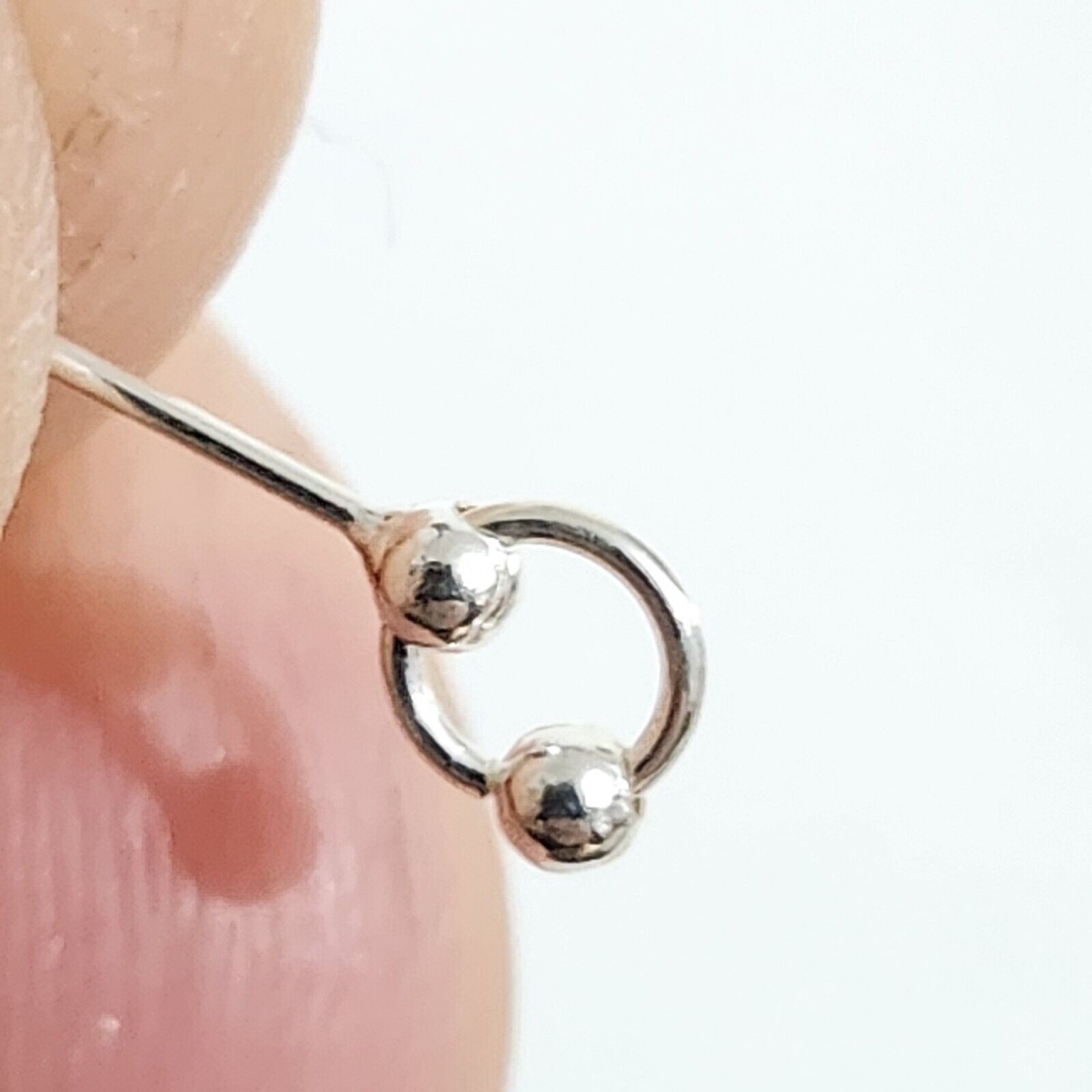 Double Ball Nose Stud Ring 925 Sterling Silver Ball Stay Piercing Body Jewellery