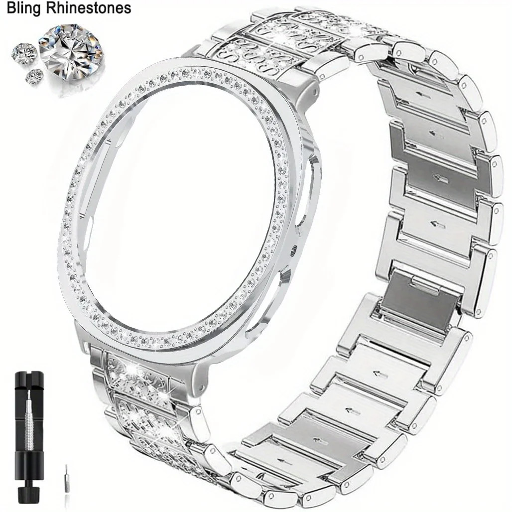 Bling Metal Watch Band+Case For Samsung Galaxy Watch 8 44mm 8 40mm Diamond Belt