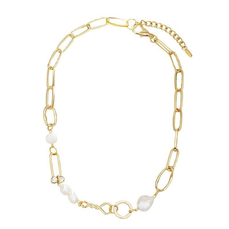 18K Gold Plated Pearl Bead necklace, Stainless Steel Waterproof No Tarnish YC02