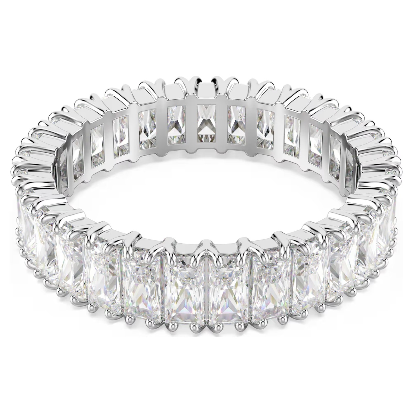 Swarovski Matrix Ring, Baguette Cut, White, Silver Tone Finish 5714334 Size 6.75