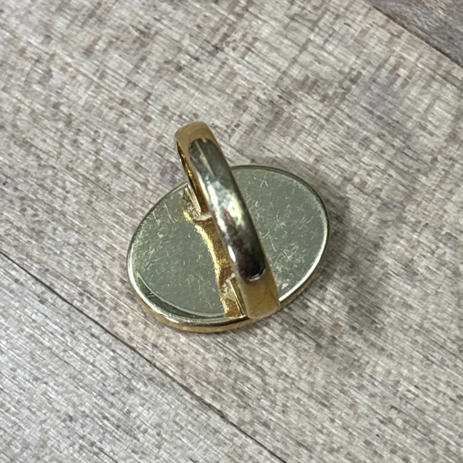 Vintage MCM Gold Tone Pietra Dura Style Abalone Rose Ring Size 5.5