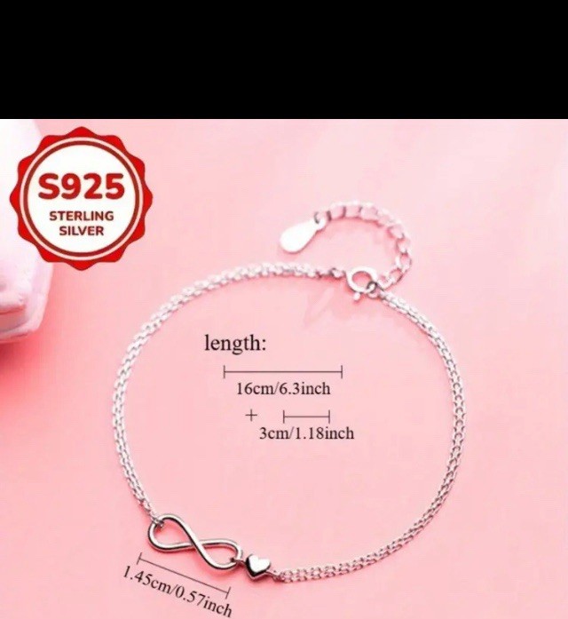 Womens Infinity Silver plated bracelet with stainless steel cz anklet + earrings