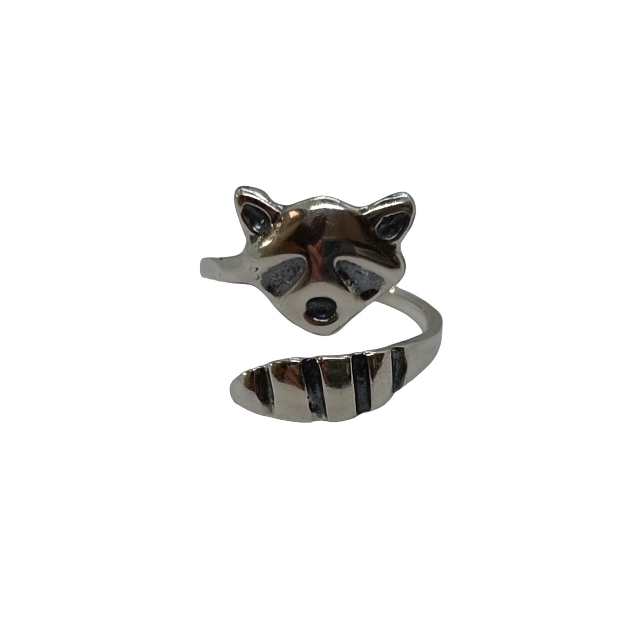 Handmade Sterling Silver Ladies Ring Raccoon Hallmarked 925 Nickel Free