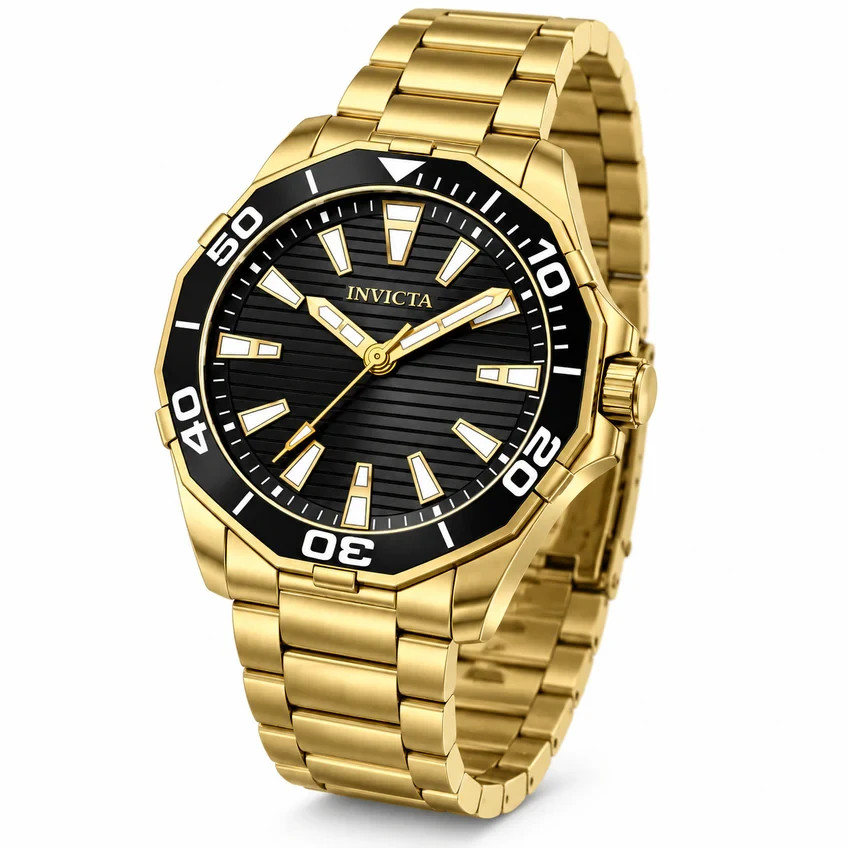 Brand New Invicta Pro Diver Meridian Men’s Quartz Watch 46mm (69236) Black Gold