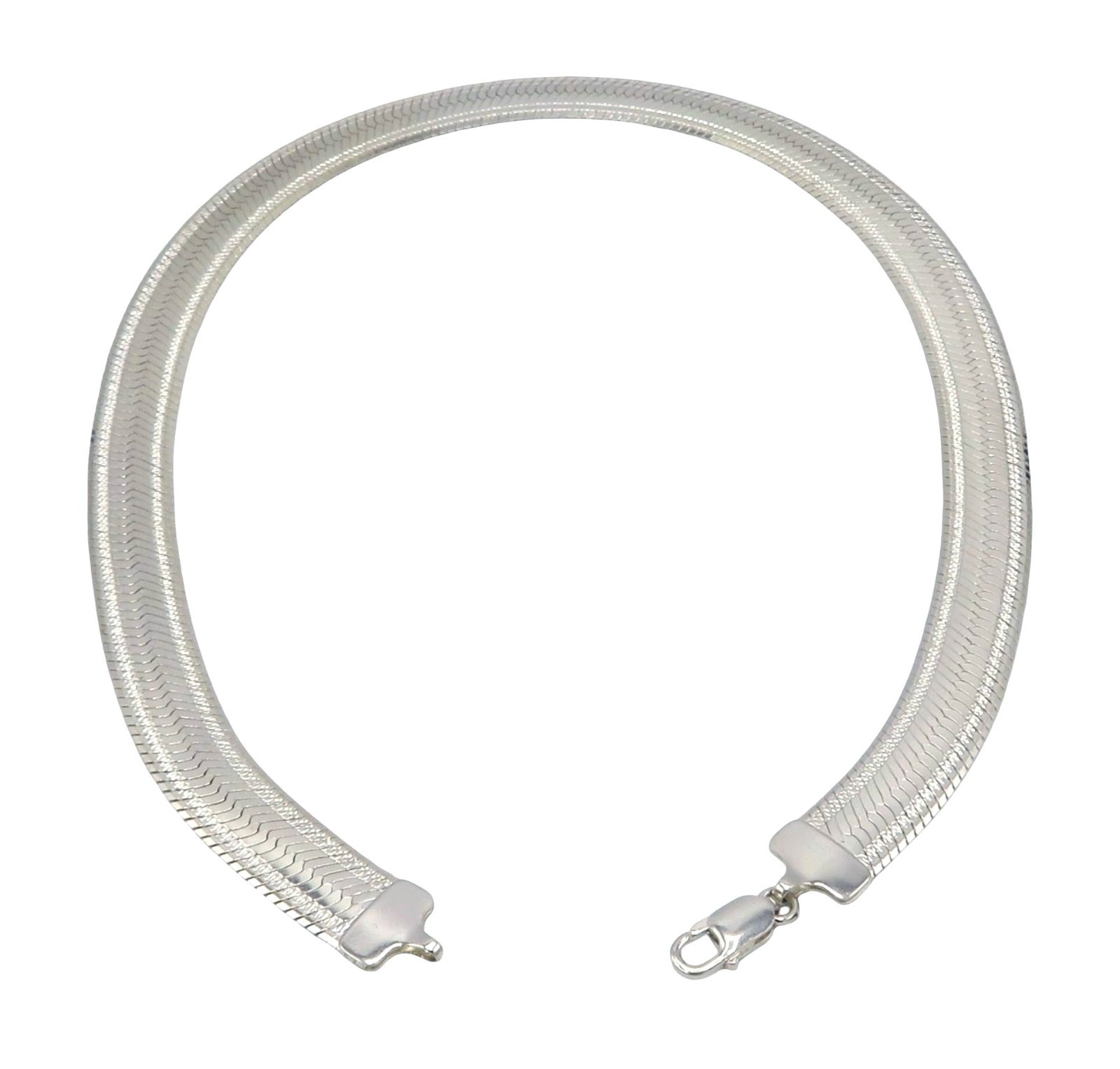 Vintage Milor 925 Italy Sterling Silver Wide Herringbone Necklace 18 Inches