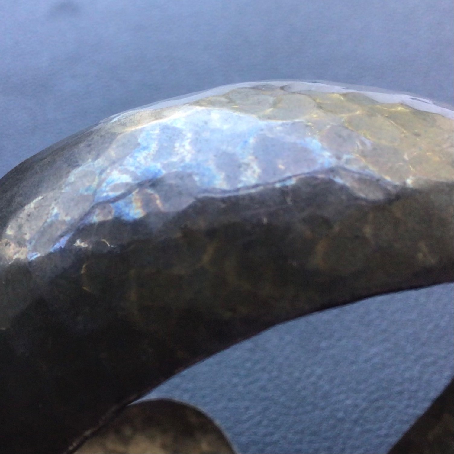 Hammered Sterling Silver Domed Cuff Bracelet | 7.25″ Jewelry w/ Obsidian Stones