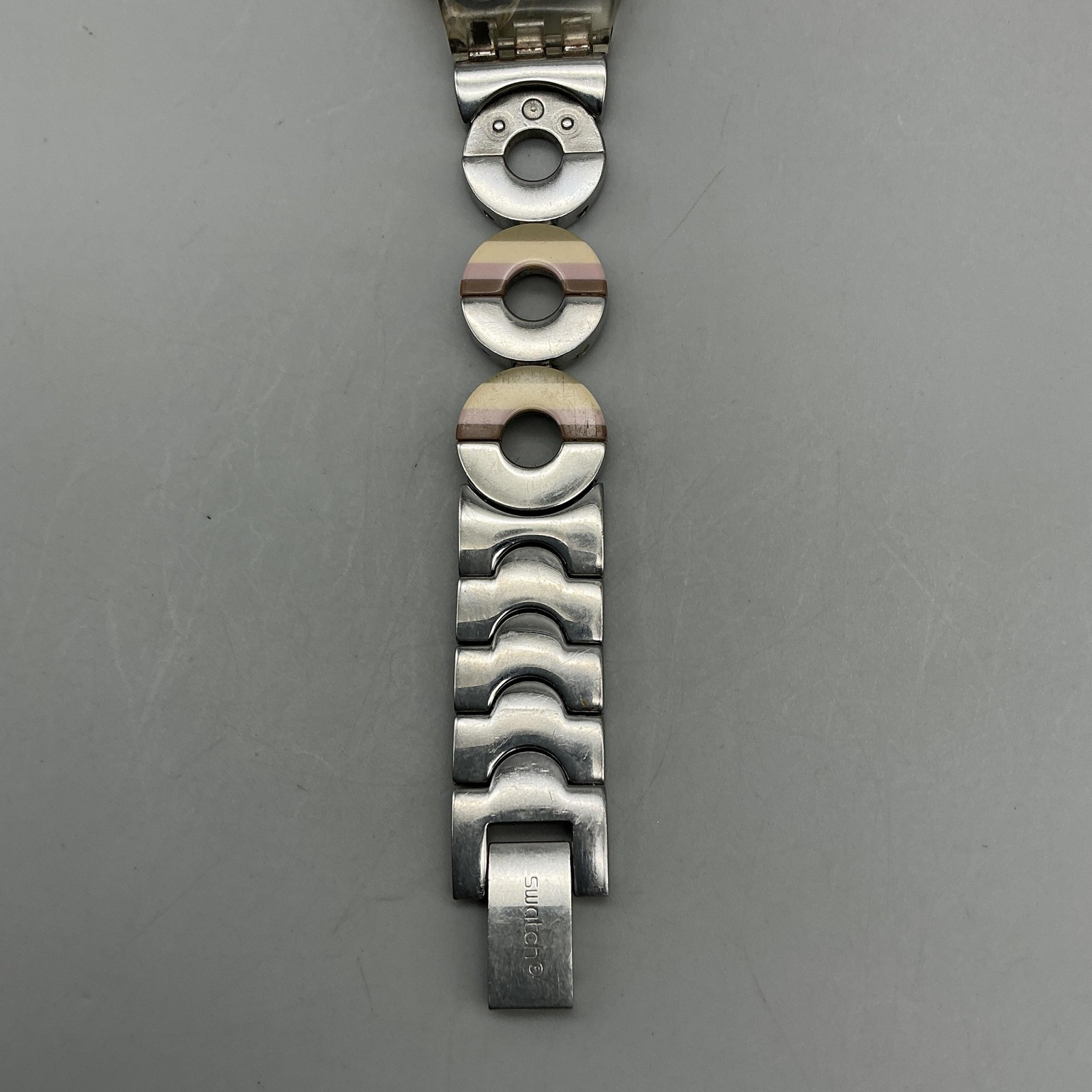 Vintage Swatch Metallic Dune Womens Watch 25mm Stainless Swiss New Battery 7.75″