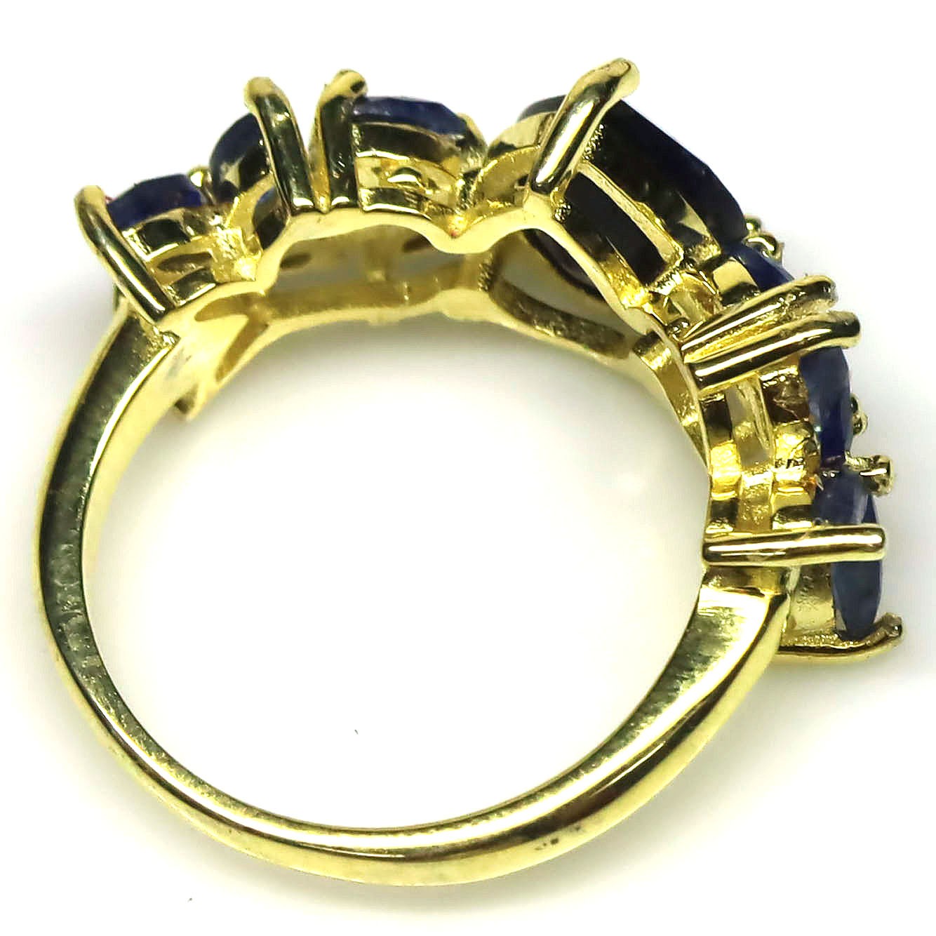 Gift For Her 925 Sterling Silver Blue Sapphire Jewelry Ring Size 6 18K Gold