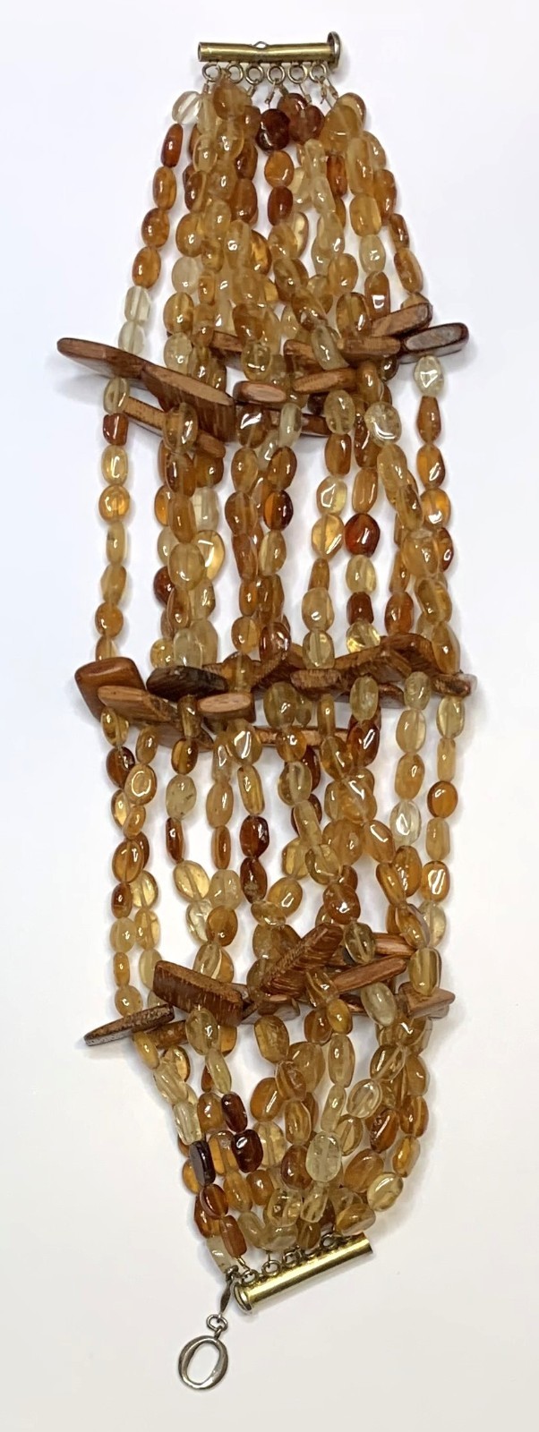 Hessonite Garnet and Wood Project O Bracelet from Oprah 8”