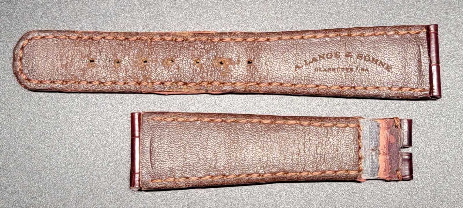 Authentic A. Lange & Sohne Brown Leather Watch Strap 20/16mm, 73+112mm OEM READ!