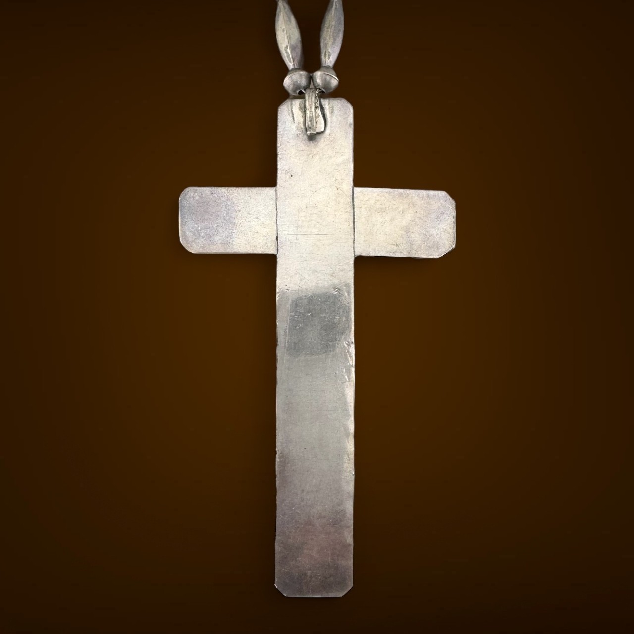 Large Vintage Southwestern Sterling Silver & Turquoise Cross Necklace 77.8g