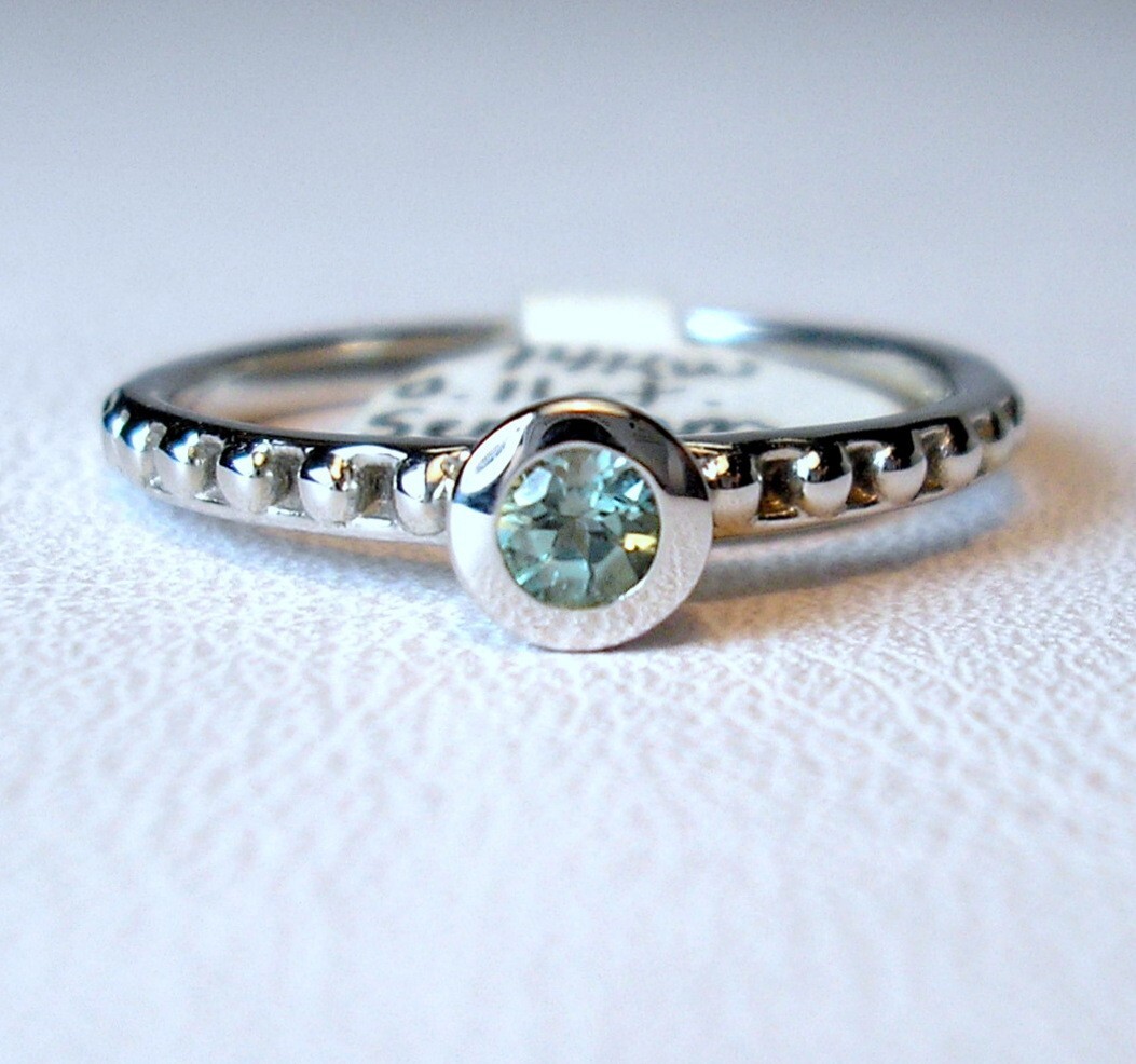 0.11 ct Fair Trade Natural Seafoam Tourmaline 14K White Gold Ring Was $650 Video