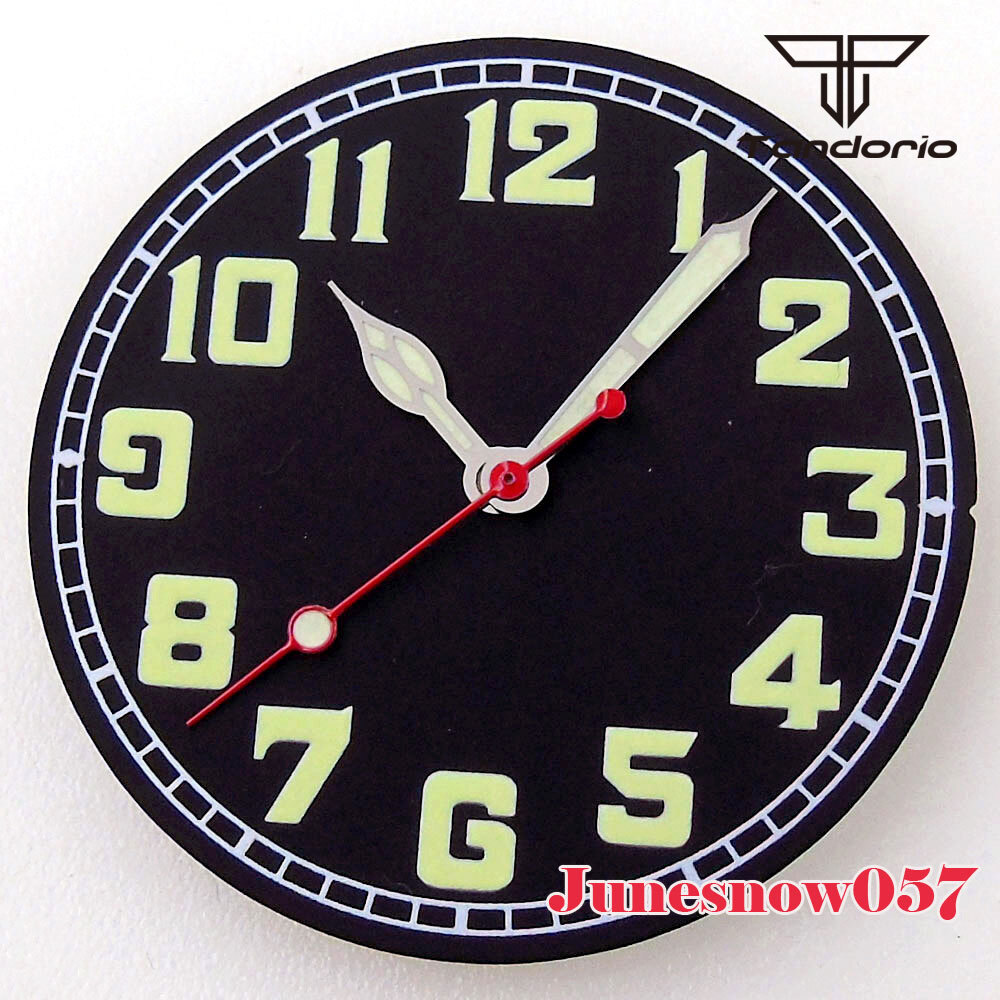 Tandorio 33.5MM Black/Yellow/White Watch Dial Fit NH35 NH36 SKX ETA2824 Movement