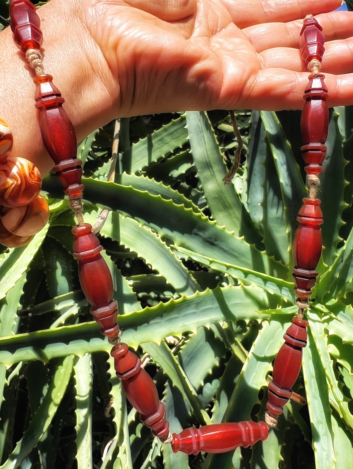 Natural Old Agate Vintage Tribal Bead Necklace | DIY Estate Jewelry Collectible