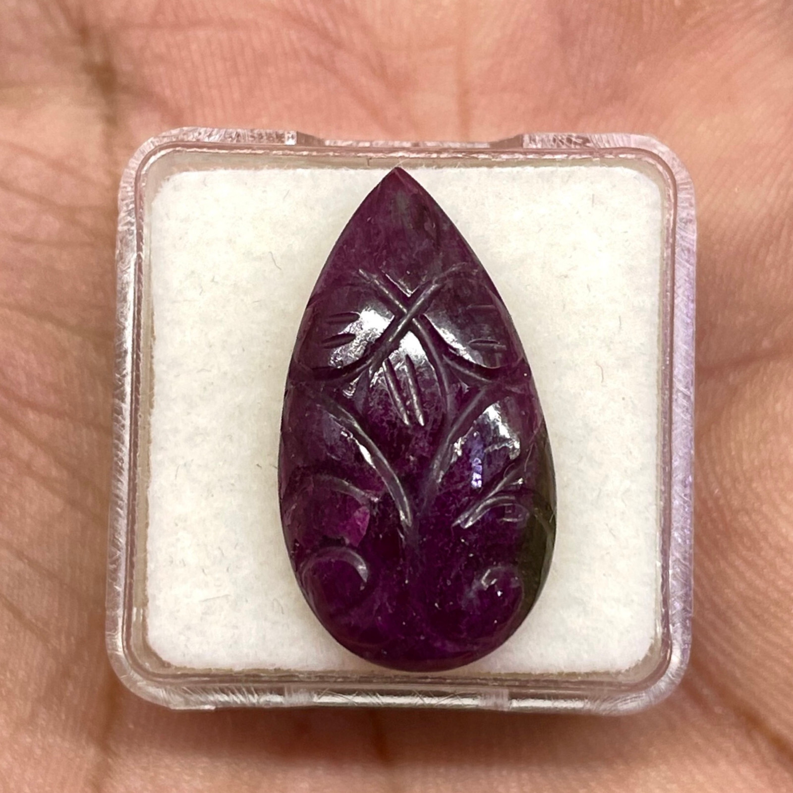 15.85 Cts Natural Ruby Unheated Pear Hand Carved Red Loose Gemstone