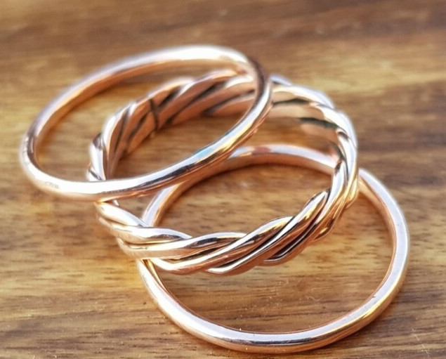 Solid Pure Copper Brass Minimalist Healing Ring, Handmade, Unisex, Hammer