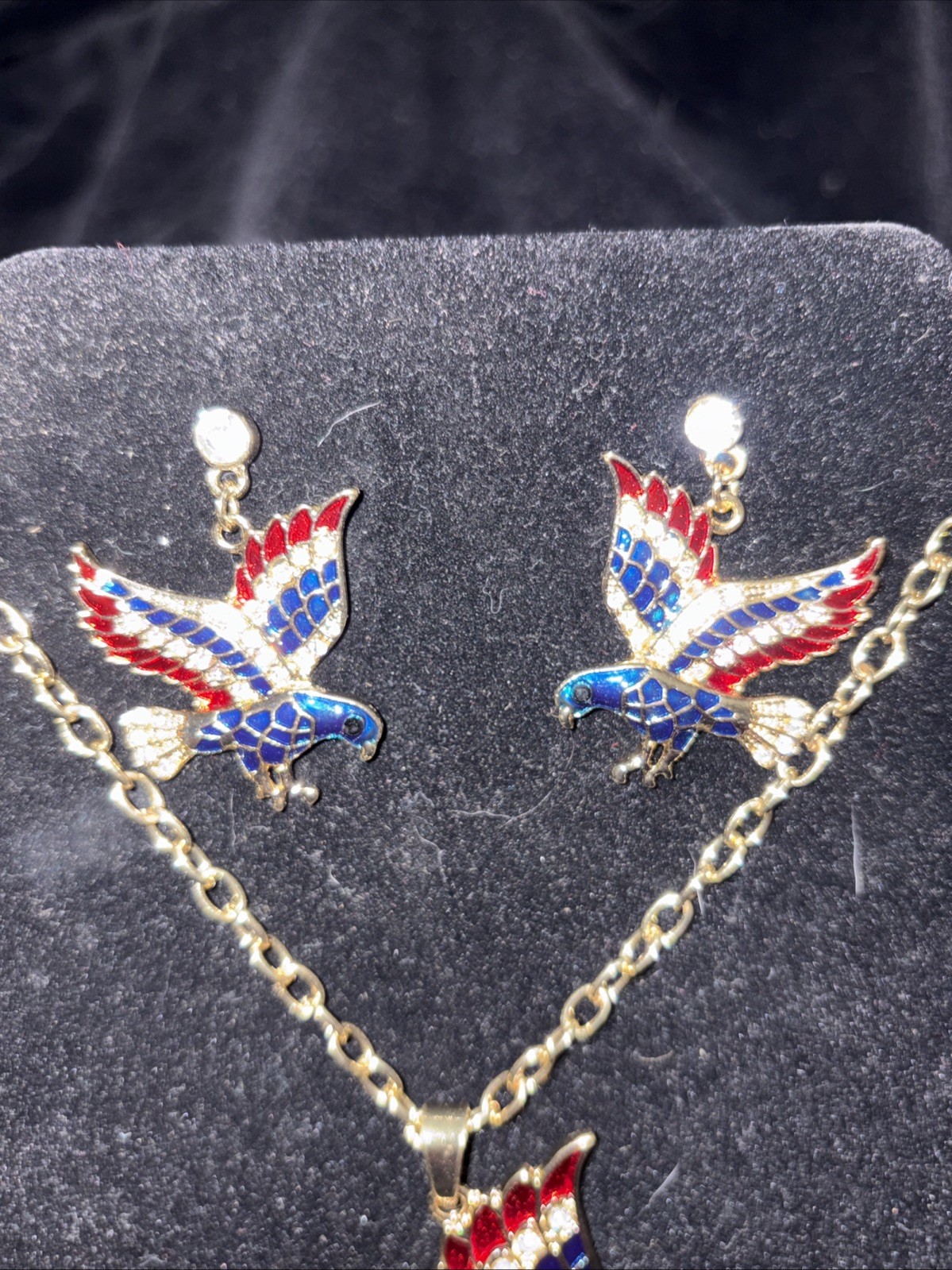 Patriotic Eagle Earring And Necklace Set