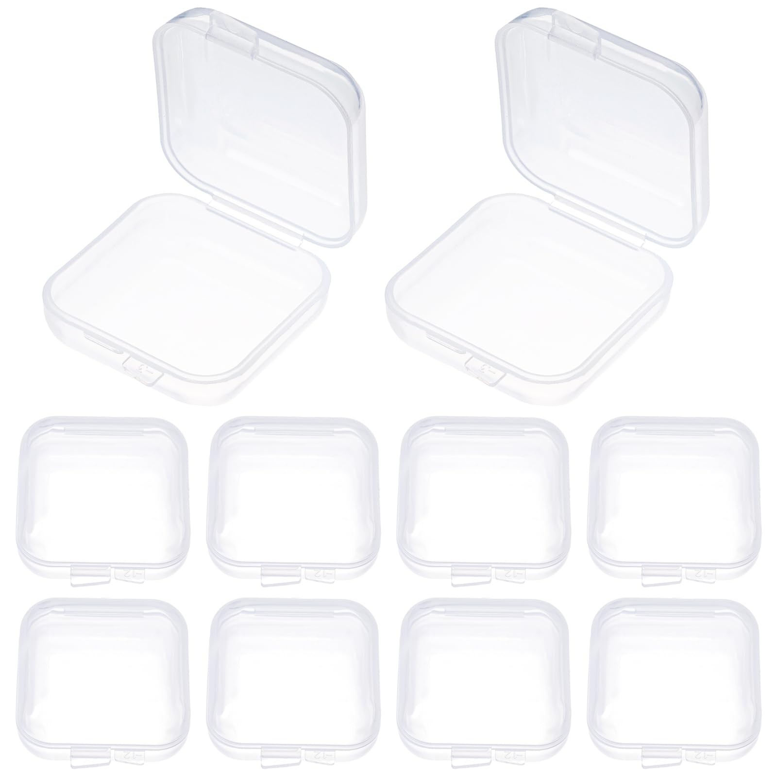 10Pcs Ear Plug Case, Mini Plastic Earplug Containers, Hinged Lids | 1.8mm Thick