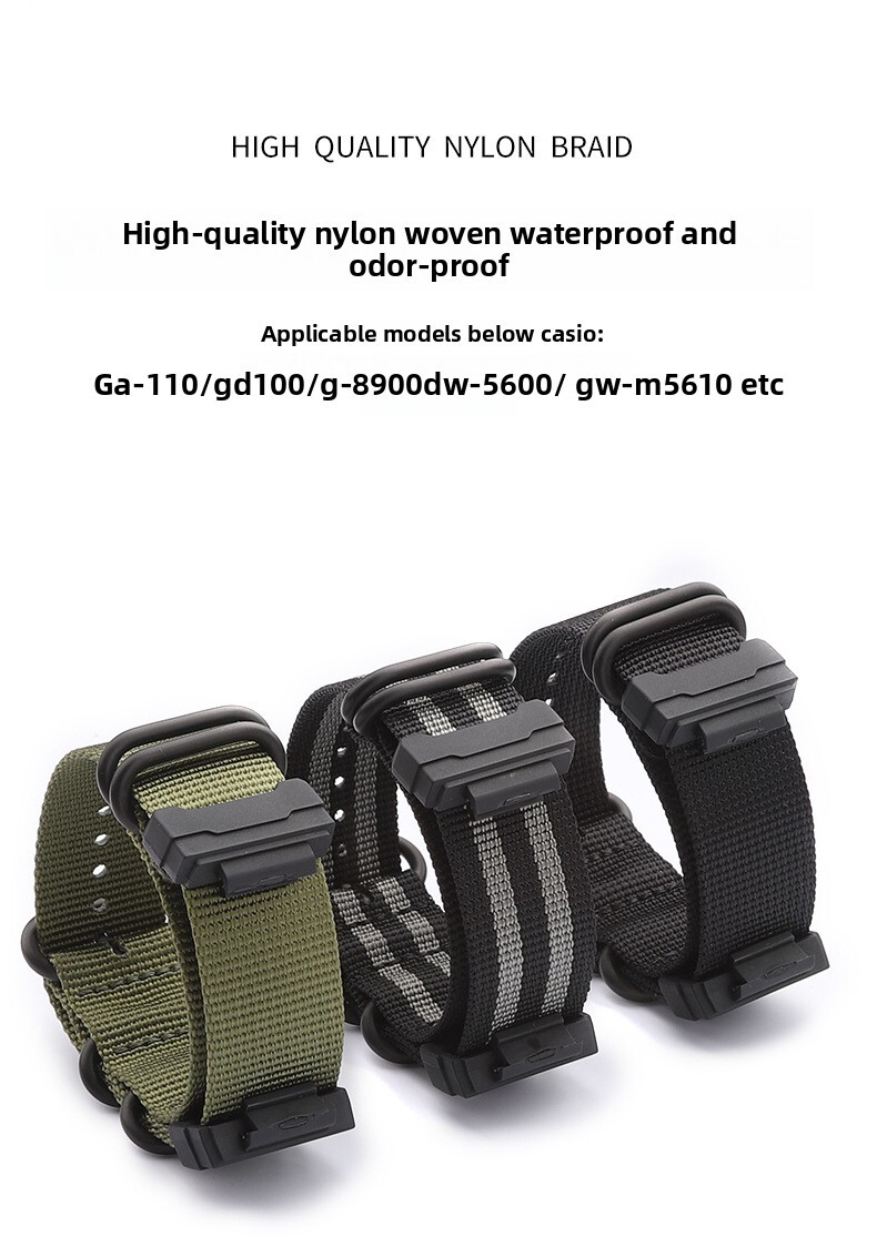 For Casio G-shock Quality Nylon Watch Band Strap DW-5600 GA-110 Connector 16mm