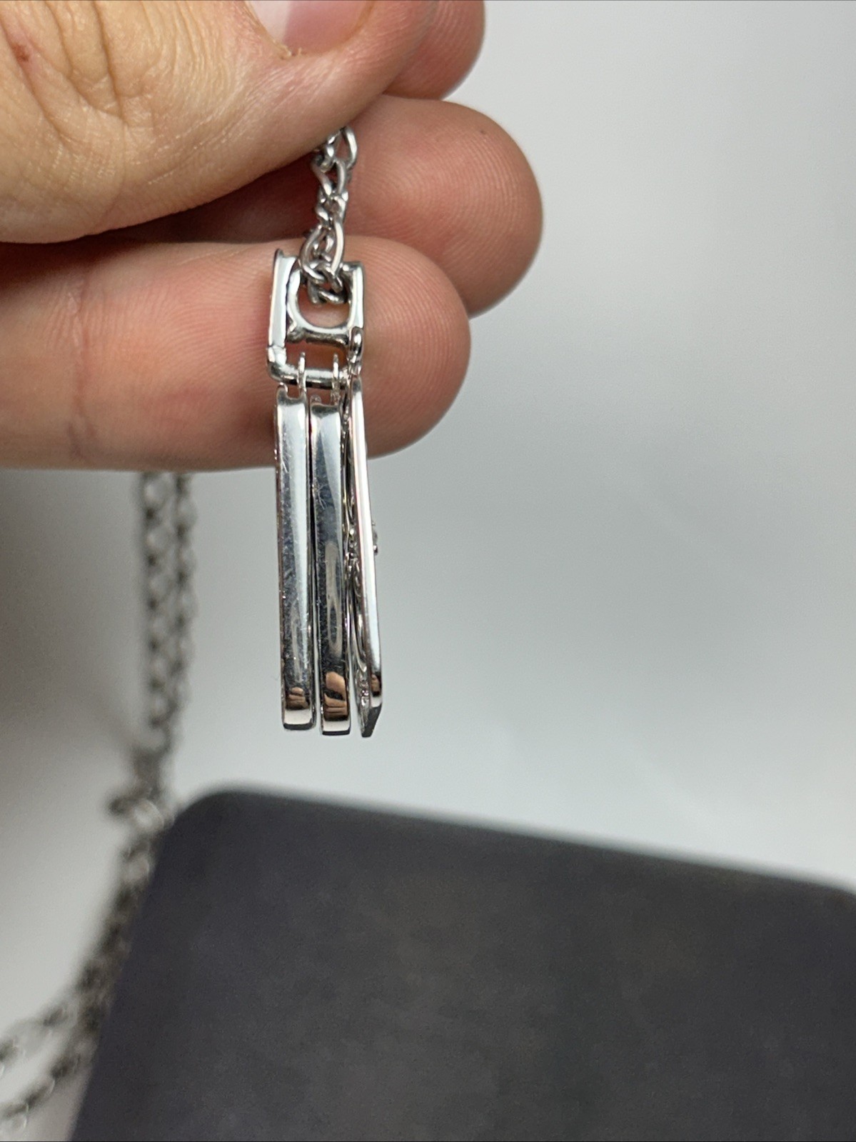 Monica Rich Kosann Sterling Silver Rectangular Gate Sapphire Locket Necklace