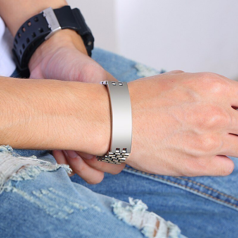 Mens Bracelet With Box Any Name Watch Band Custom Men Jewelry Personalized Gift