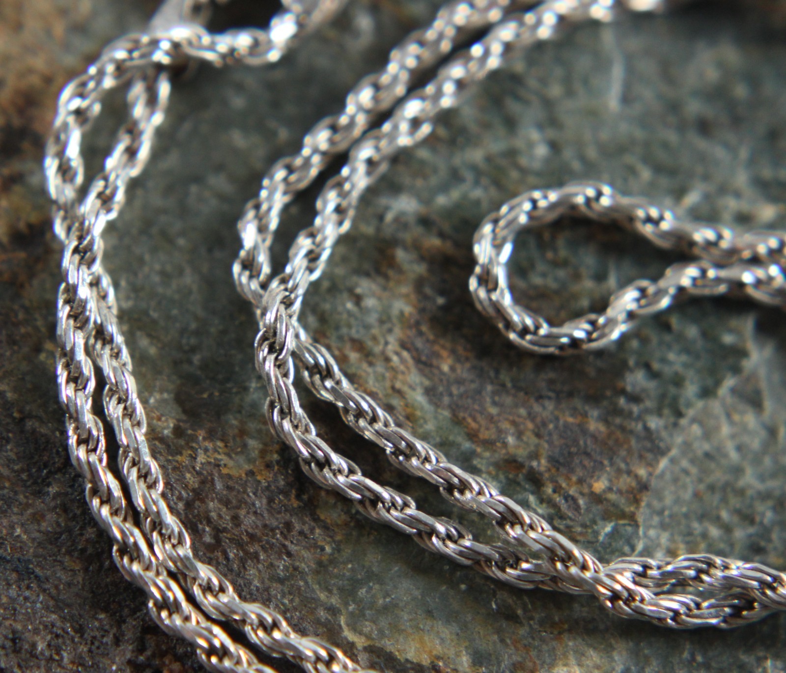 Vintage Braided Twist Chain Necklace 20.5 in. 925 Sterling Silver Signed RC