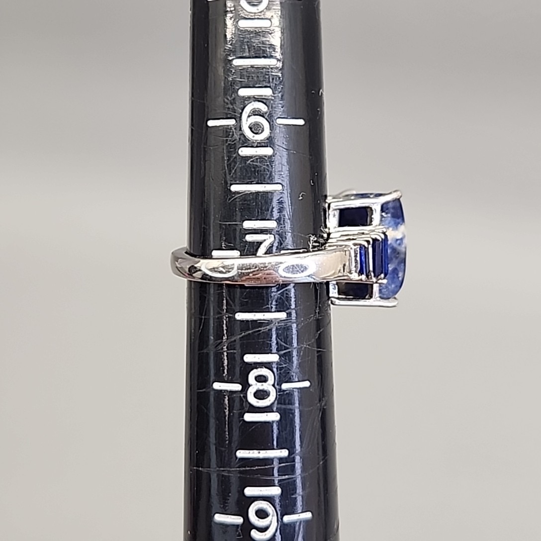 Sodalite Ring Blue Stone Karis STS Lab Created Sapphires Sterling Silver JTV 7
