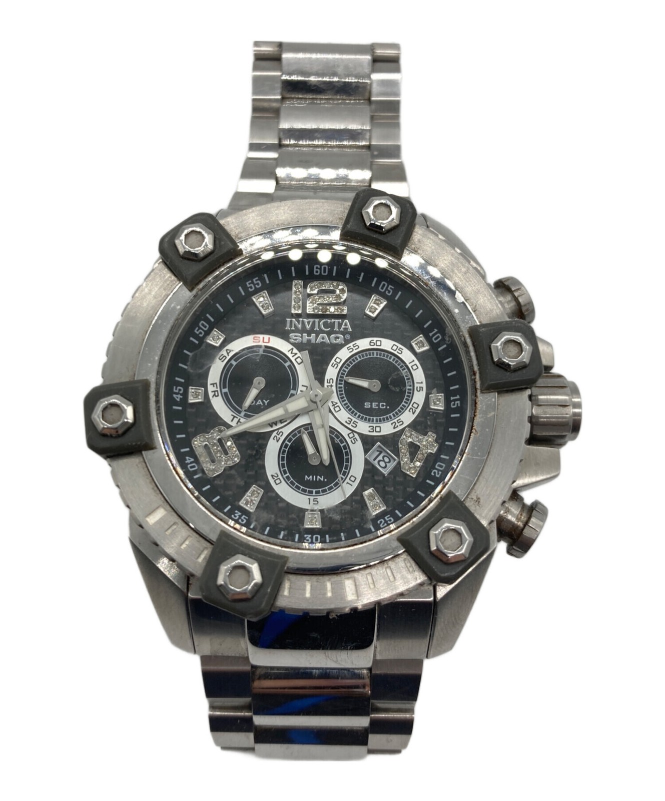 Invicta Authentic Mens Black Dial Silver Tone Bracelet Wristwatch 33714