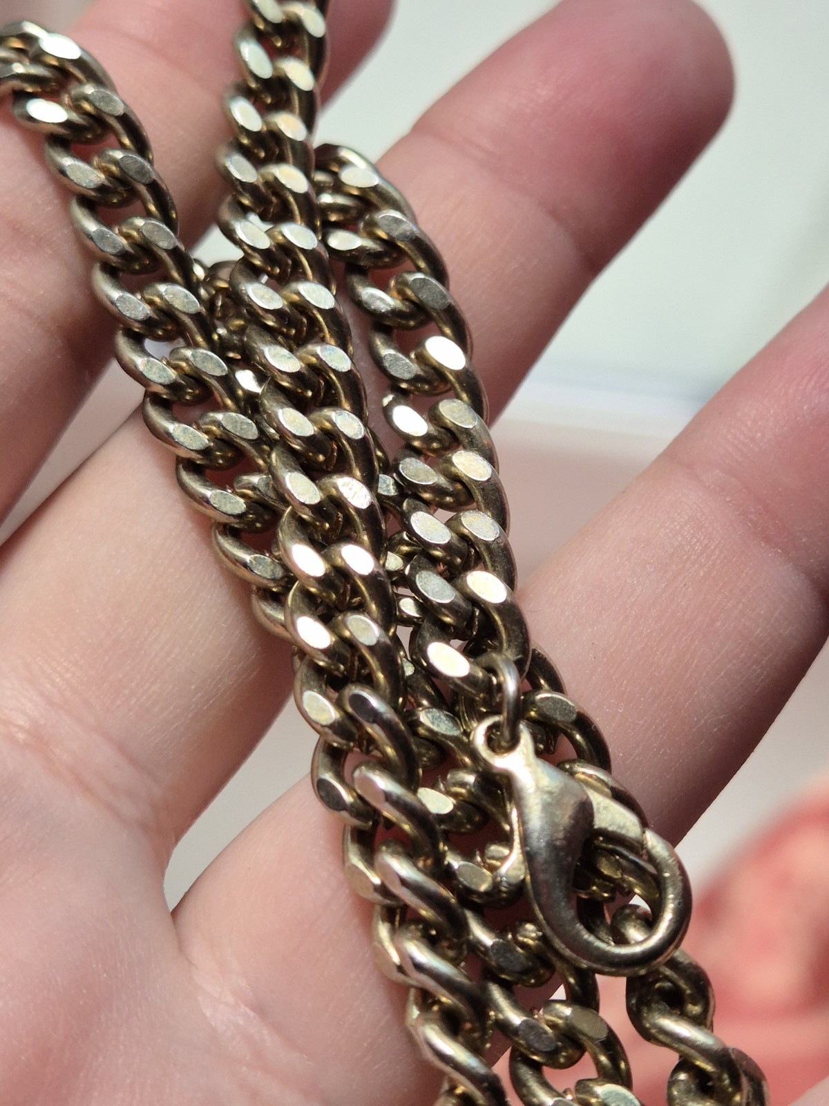 Vintage 80s Gold Tone Pocket Watch Chain Signed 777