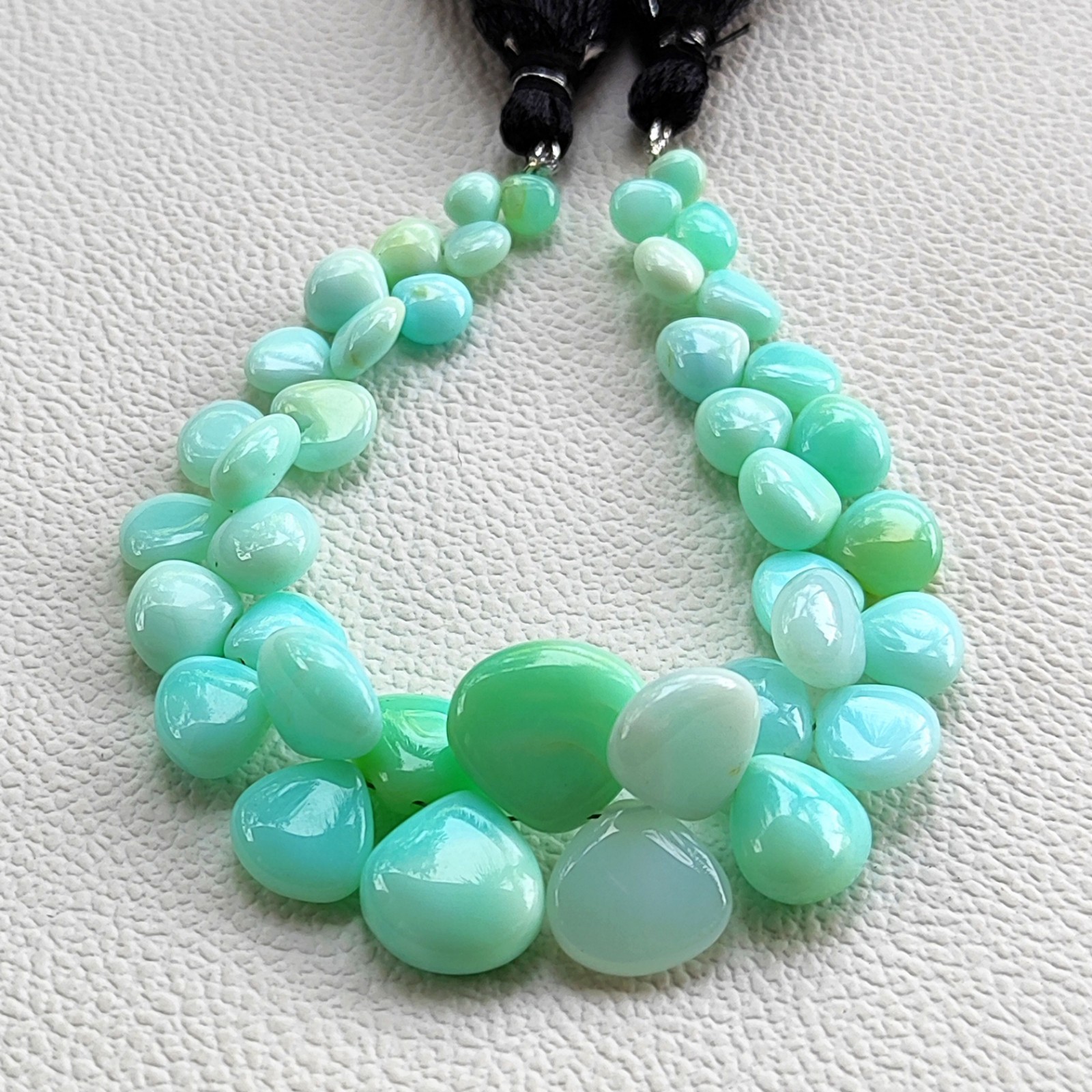 Blue Opal Heart Beads 7-14mm Smooth Peruvian Gemstone 7″ Strand DIY Jewelry