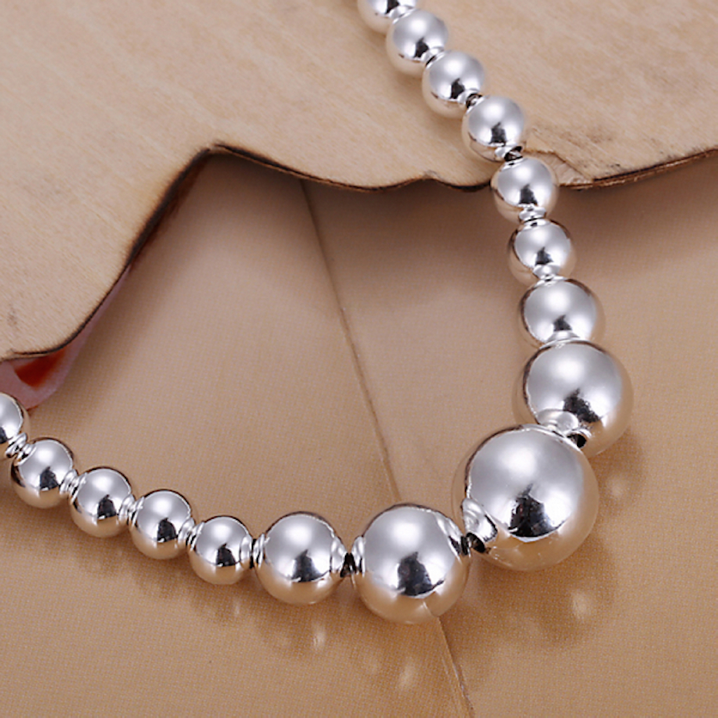 Women 925 Sterling Silver Bracelet Hollow Beads Balls 8 Inches 12MM Lobster L47