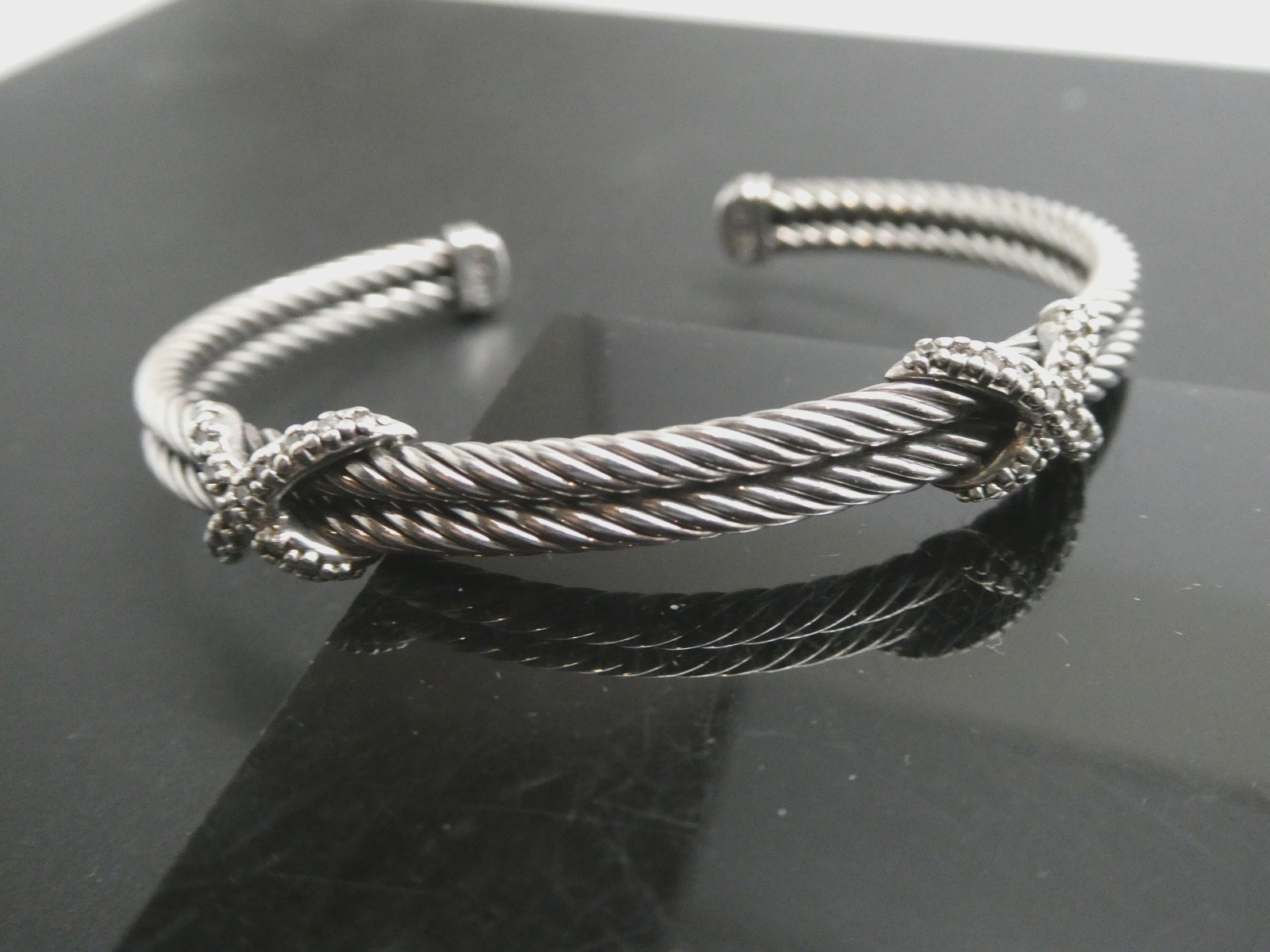 David Diamond Double X Cable Classics Station Bracelet Size M
